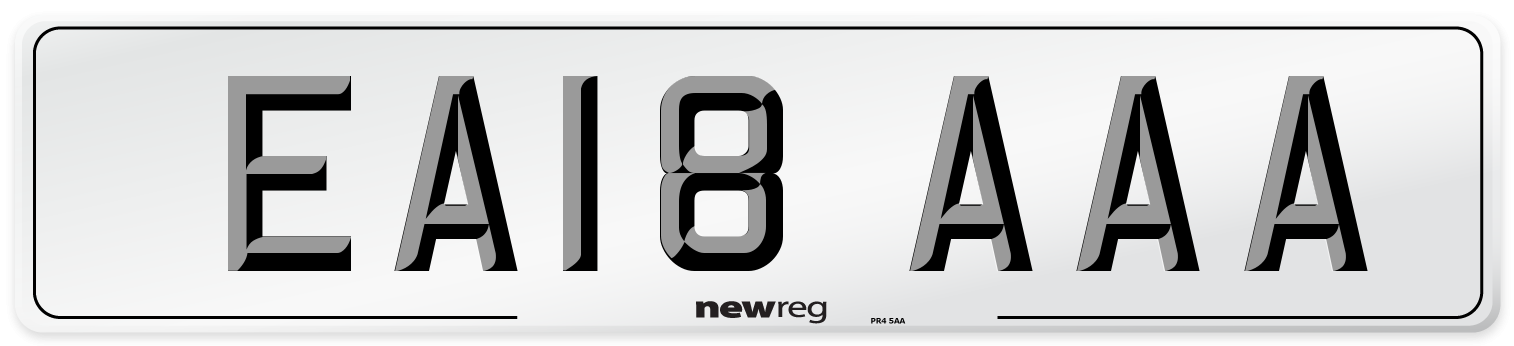 EA18 AAA Number Plate from New Reg